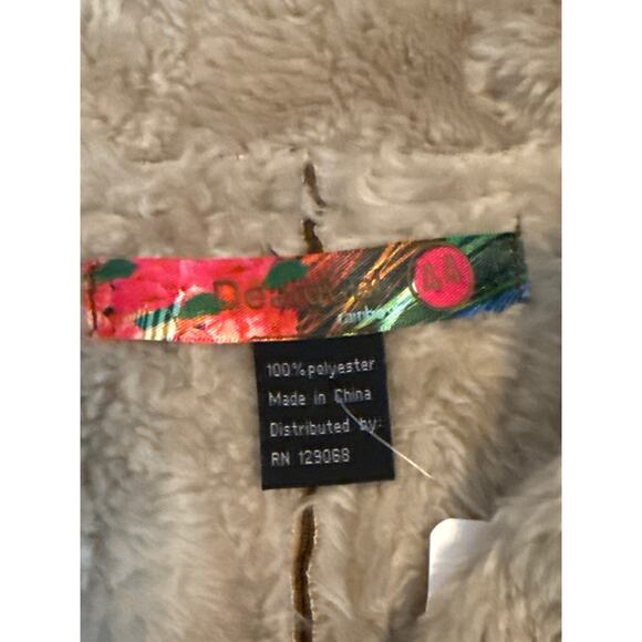 Desigual Faux Suede Jacket w Embroidery & Colorful Trim Size 44 (US 14) VGUC - Picture 7 of 8